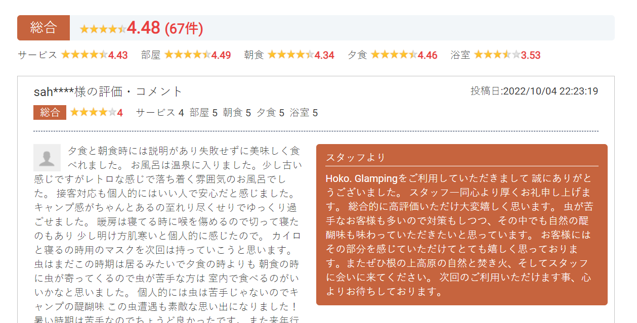 口コミ一覧