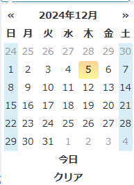 管理サイトDatepickerの変更後の表示