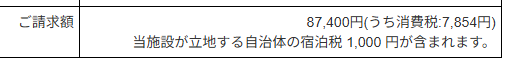 宿泊カード（宿泊表）の宿泊税表示