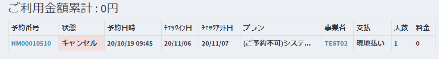 顧客のポイント利用履歴画面