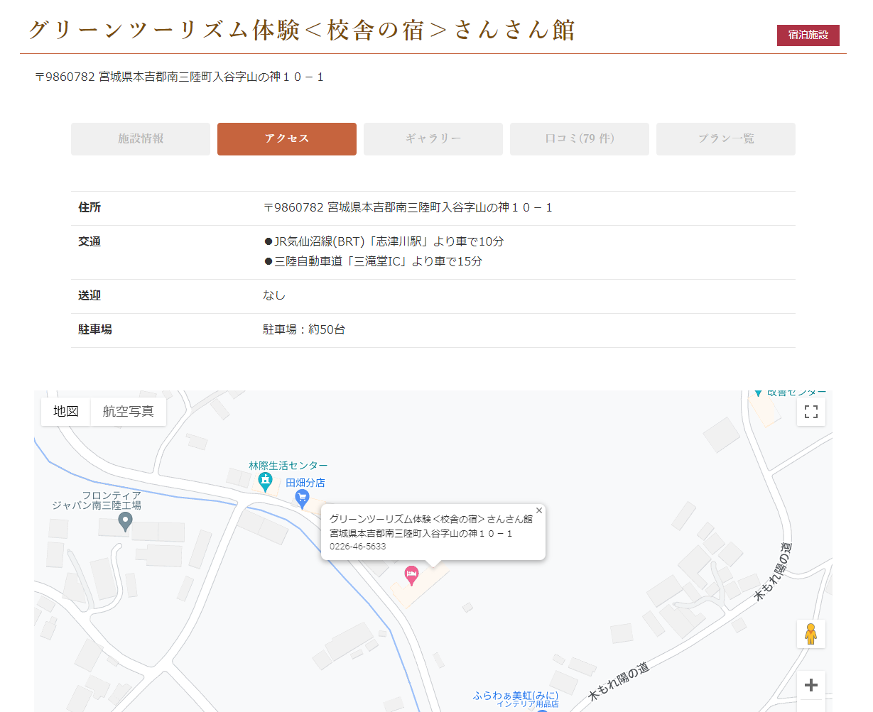 アクセス情報画面(PC表示)